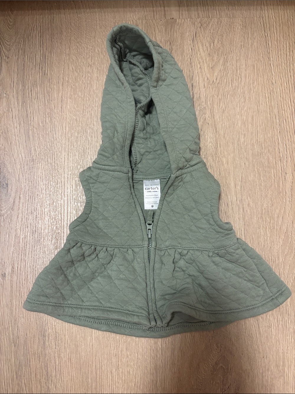 Carter's Olive Quilted Hooded Vest - Green Olive